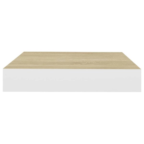 Prateleiras de parede 2 pcs 23x23,5x3,8cm MDF carvalho e branco - Image 5
