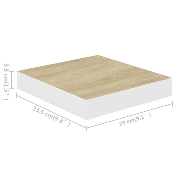 Prateleiras de parede 2 pcs 23x23,5x3,8cm MDF carvalho e branco - Image 8