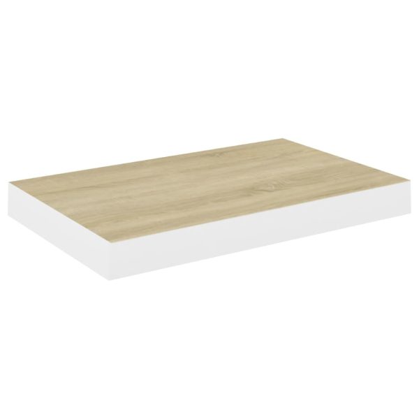 Prateleira de parede suspensa 50x23x3,8cm MDF carvalho e branco - Image 2
