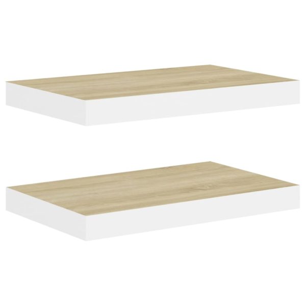 Prateleiras de parede 2 pcs 50x23x3,8 cm MDF carvalho e branco - Image 2