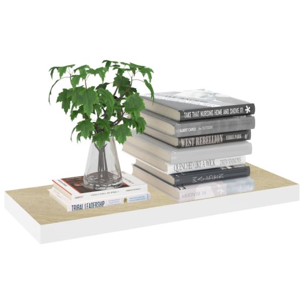 Prateleiras parede 2 pcs 60x23,5x3,8 cm MDF carvalho e branco - Image 3