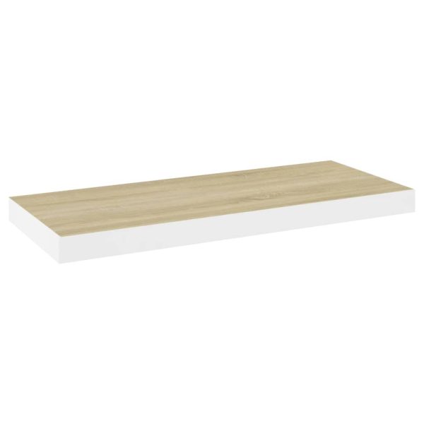 Prateleiras parede 2 pcs 60x23,5x3,8 cm MDF carvalho e branco - Image 4