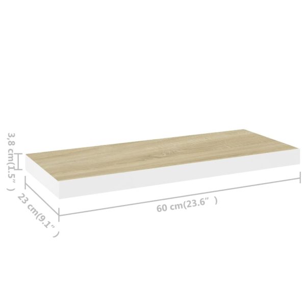 Prateleiras parede 2 pcs 60x23,5x3,8 cm MDF carvalho e branco - Image 8