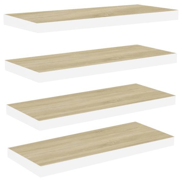 Prateleiras parede 4 pcs 60x23,5x3,8 cm MDF carvalho e branco - Image 2