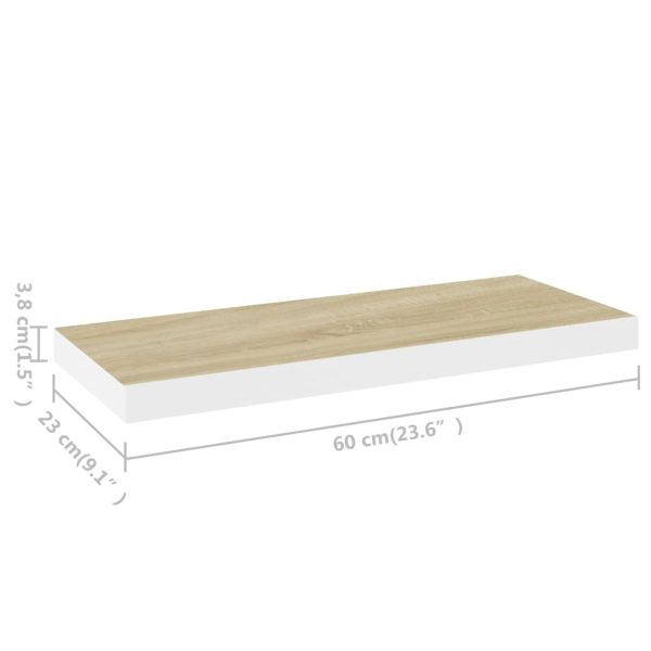 Prateleiras parede 4 pcs 60x23,5x3,8 cm MDF carvalho e branco - Image 8