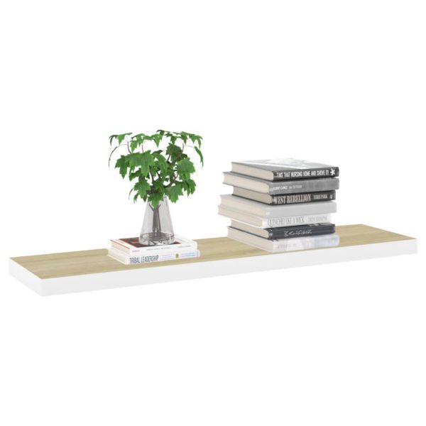 Prateleiras parede 2 pcs 120x23,5x3,8 cm MDF carvalho e branco - Image 3
