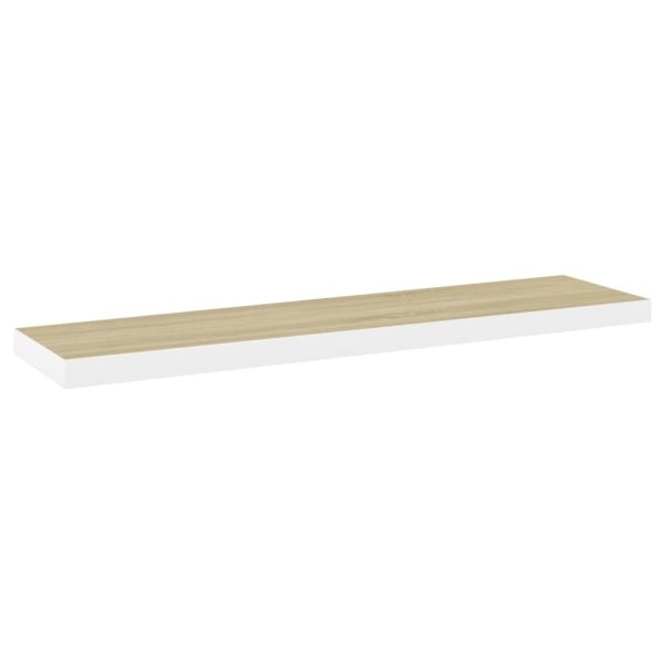 Prateleiras parede 2 pcs 120x23,5x3,8 cm MDF carvalho e branco - Image 4