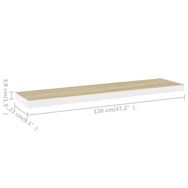 Prateleiras parede 2 pcs 120x23,5x3,8 cm MDF carvalho e branco - Image 8