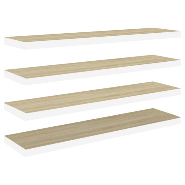 Prateleiras parede 4 pcs 120x23,5x3,8 cm MDF carvalho e branco - Image 2