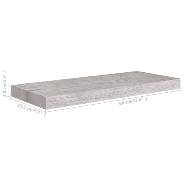 Prateleiras de parede 2 pcs 60x23,5x3,8cm MDF cinzento-cimento - Image 8