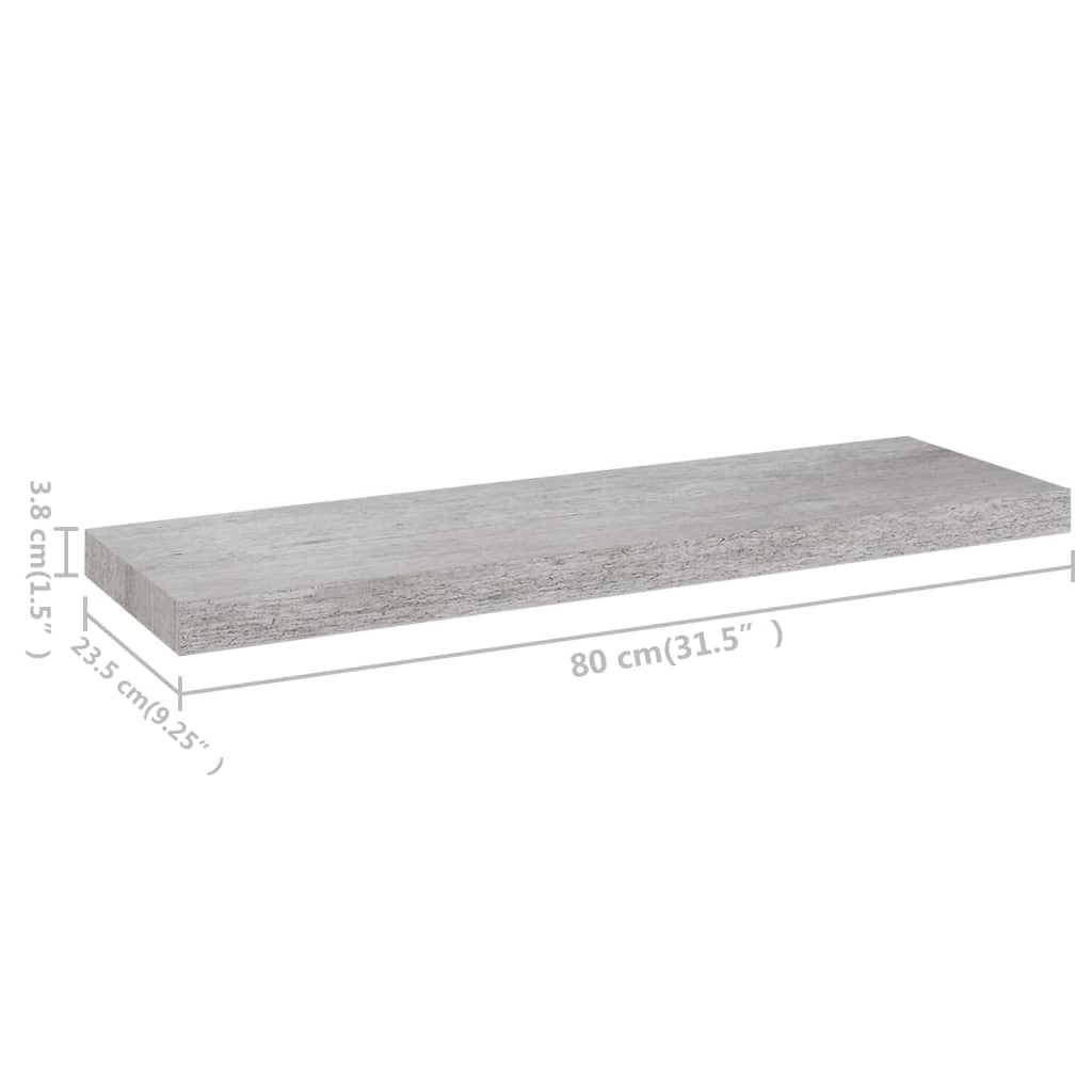 Prateleiras de parede 2 pcs 80x23,5x3,8cm MDF cinzento-cimento - Image 8