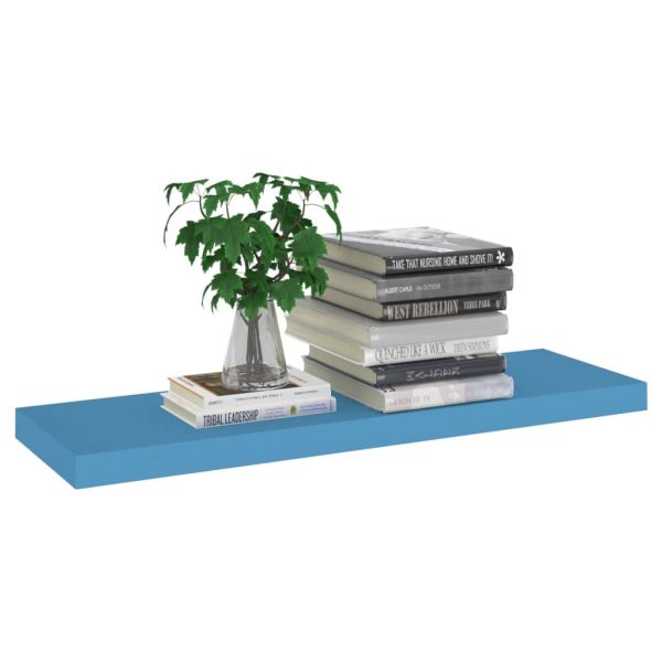 Prateleira de parede suspensa 80x23,5x3,8 cm MDF azul - Image 3