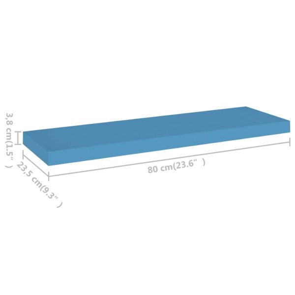 Prateleira de parede suspensa 80x23,5x3,8 cm MDF azul - Image 7