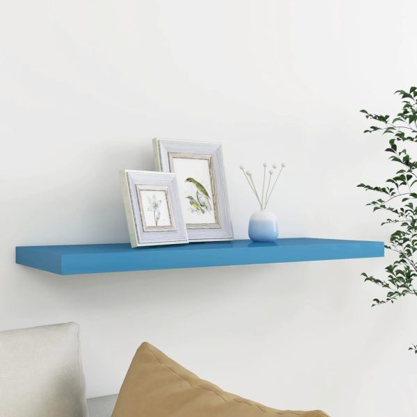 Prateleira de parede suspensa 80x23,5x3,8 cm MDF azul