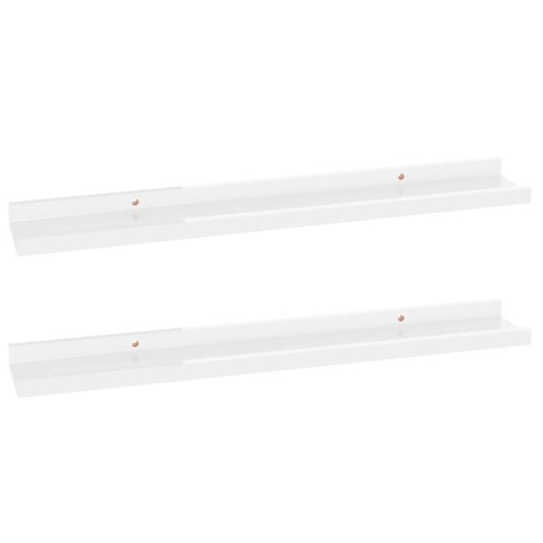Prateleiras de parede 2 pcs 60x9x3 cm branco brilhante - Image 2