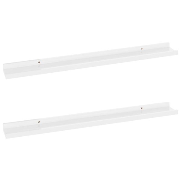 Prateleiras de parede 2 pcs 80x9x3 cm branco brilhante - Image 2