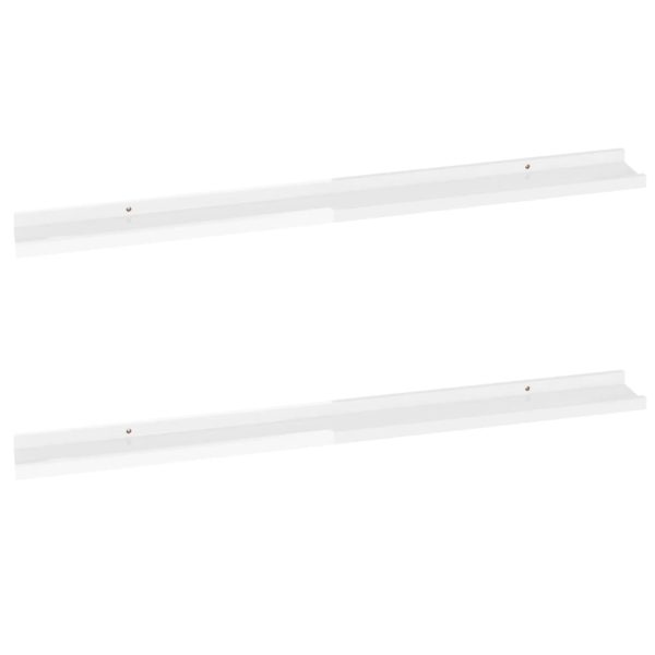 Prateleiras de parede 2 pcs 100x9x3 cm branco brilhante - Image 2