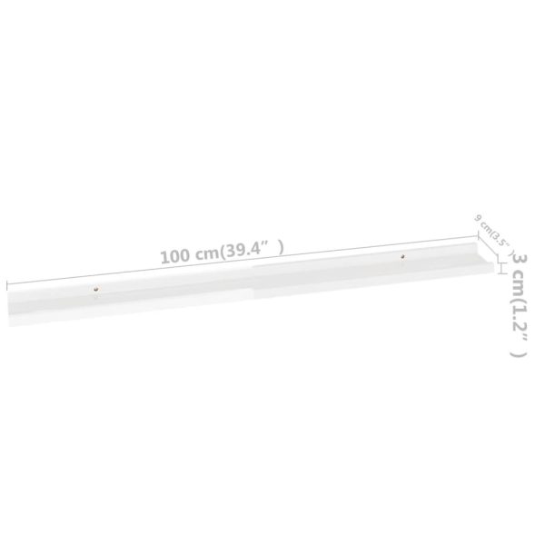 Prateleiras de parede 2 pcs 100x9x3 cm branco brilhante - Image 9