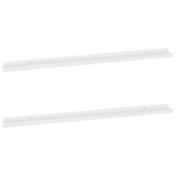 Prateleiras de parede 2 pcs 115x9x3 cm branco brilhante - Image 2
