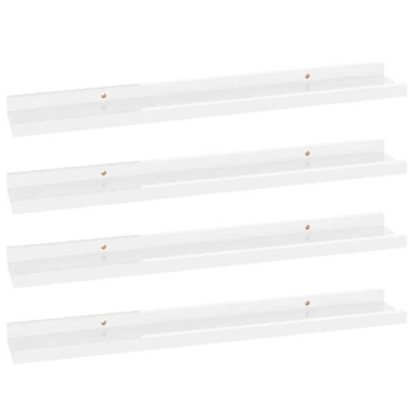 Prateleiras de parede 4 pcs 60x9x3 cm branco brilhante - Image 2