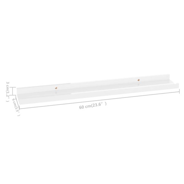 Prateleiras de parede 4 pcs 60x9x3 cm branco brilhante - Image 9