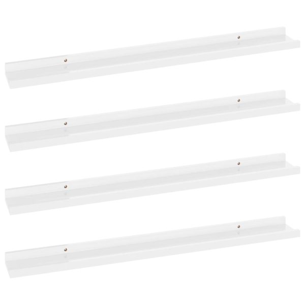 Prateleiras de parede 4 pcs 80x9x3 cm branco brilhante - Image 2