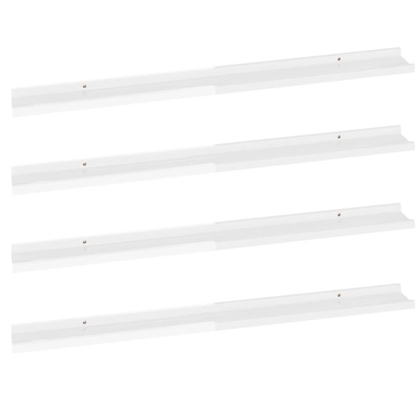 Prateleiras de parede 4 pcs 100x9x3 cm branco brilhante - Image 2