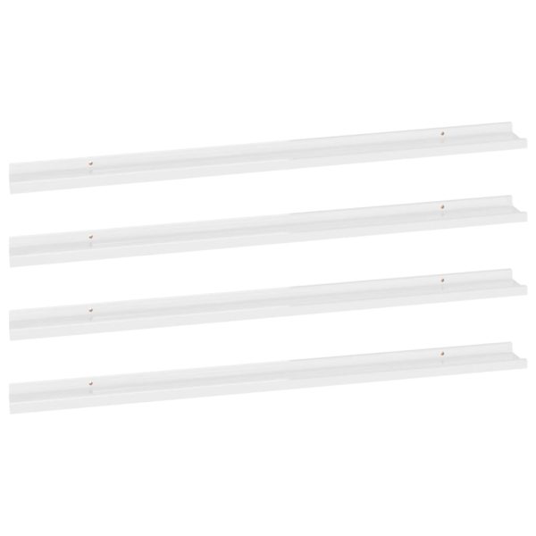 Prateleiras de parede 4 pcs 115x9x3 cm branco brilhante - Image 2