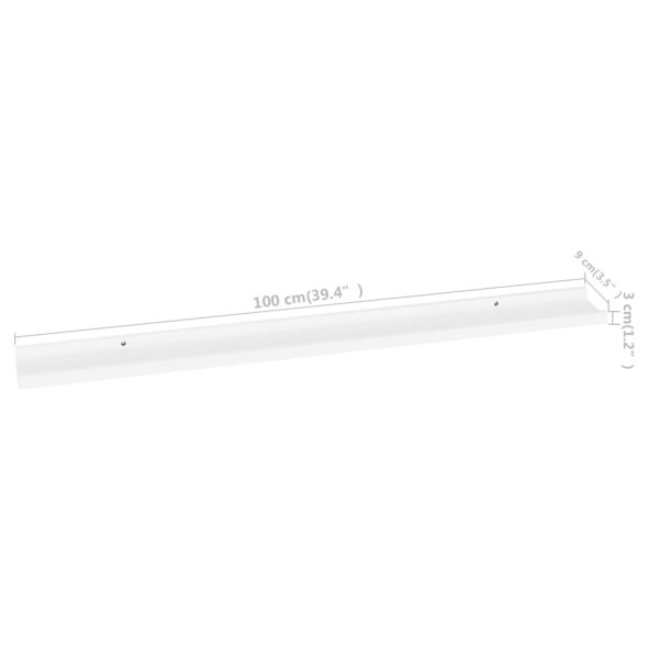 Prateleiras de parede 2 pcs 100x9x3 cm branco - Image 9