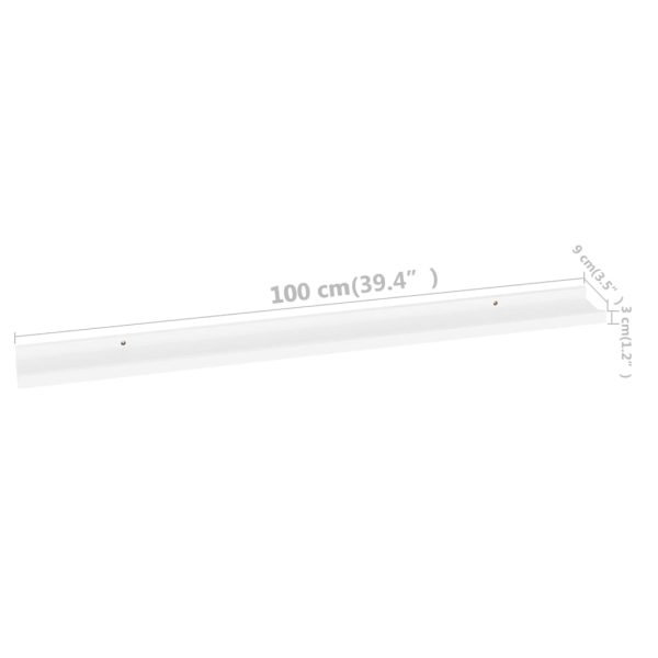 Prateleiras de parede 4 pcs 100x9x3 cm branco - Image 9