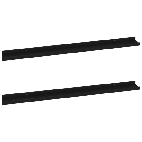 Prateleiras de parede 2 pcs 100x9x3 cm preto - Image 2