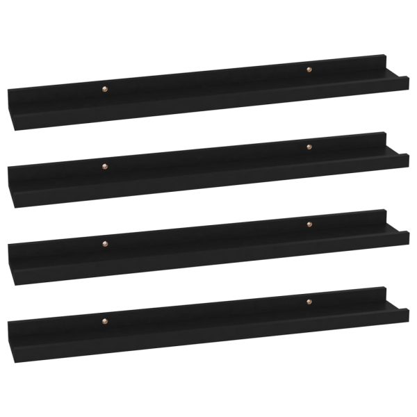 Prateleiras de parede 4 pcs 60x9x3 cm preto - Image 2