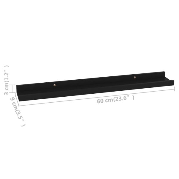 Prateleiras de parede 4 pcs 60x9x3 cm preto - Image 9