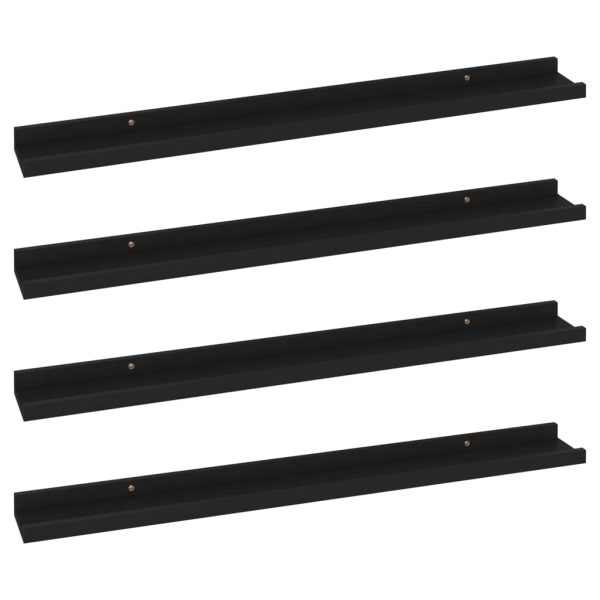 Prateleiras de parede 4 pcs 80x9x3 cm preto - Image 2