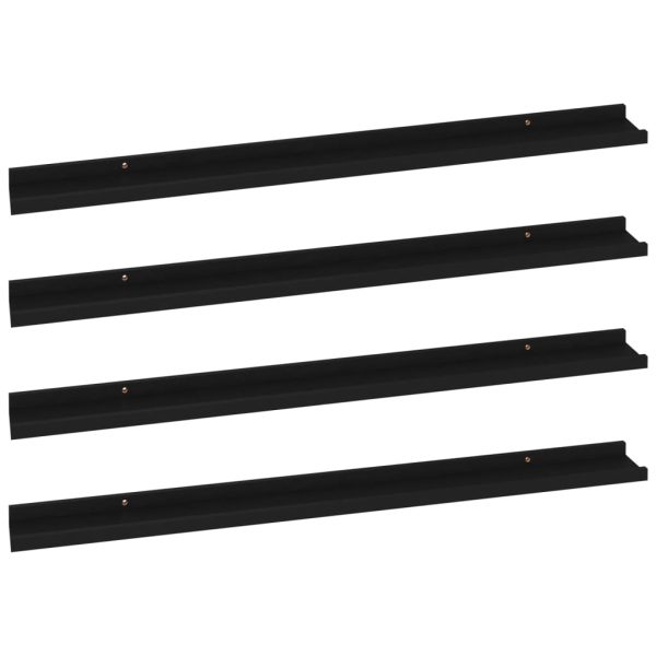 Prateleiras de parede 4 pcs 100x9x3 cm preto - Image 2