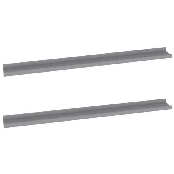 Prateleiras de parede 2 pcs 100x9x3 cm cinzento - Image 2