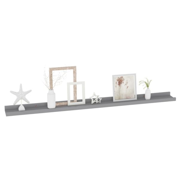 Prateleiras de parede 2 pcs 100x9x3 cm cinzento - Image 3