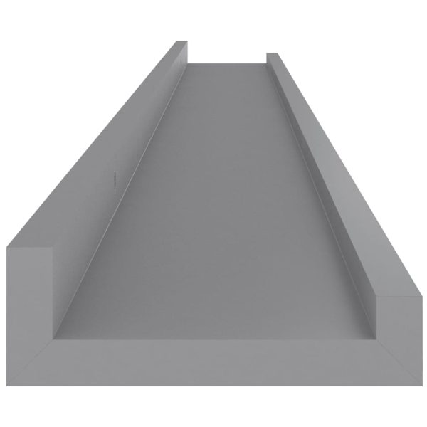 Prateleiras de parede 2 pcs 100x9x3 cm cinzento - Image 7