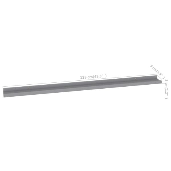 Prateleiras de parede 2 pcs 115x9x3 cm cinzento - Image 9
