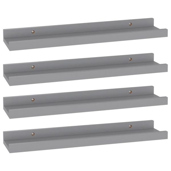 Prateleiras de parede 4 pcs 40x9x3 cm cinzento - Image 2