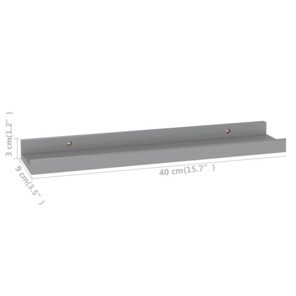 Prateleiras de parede 4 pcs 40x9x3 cm cinzento - Image 9