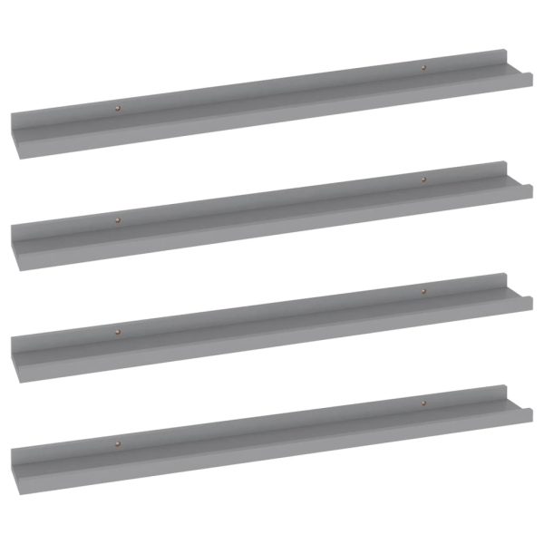 Prateleiras de parede 4 pcs 80x9x3 cm cinzento - Image 2