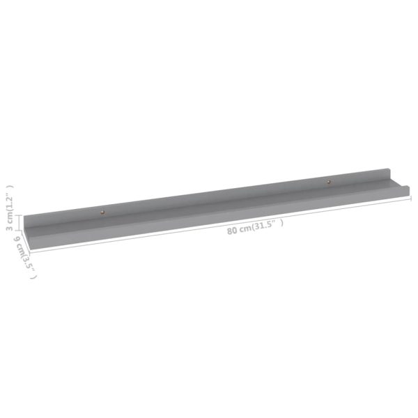 Prateleiras de parede 4 pcs 80x9x3 cm cinzento - Image 10