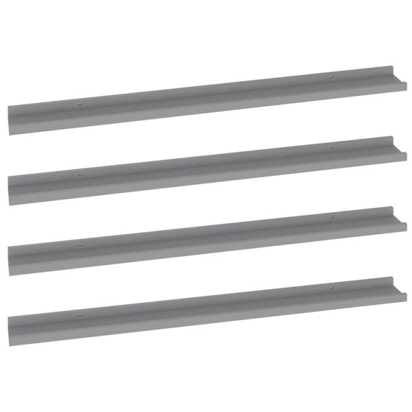 Prateleiras de parede 4 pcs 100x9x3 cm cinzento - Image 2