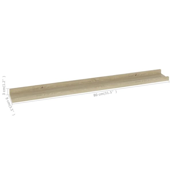 Prateleiras de parede 4 pcs 80x9x3 cm carvalho sonoma - Image 9
