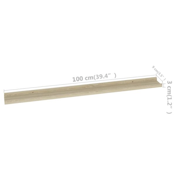 Prateleiras de parede 4 pcs 100x9x3 cm carvalho sonoma - Image 9