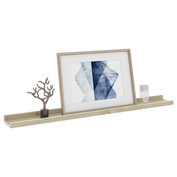 Prateleiras de parede 2 pcs 80x9x3 cm branco e carvalho sonoma - Image 3
