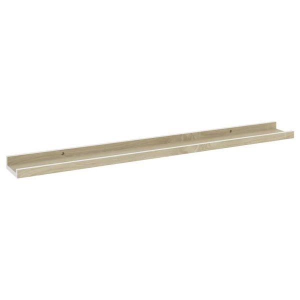 Prateleiras de parede 2 pcs 80x9x3 cm branco e carvalho sonoma - Image 4