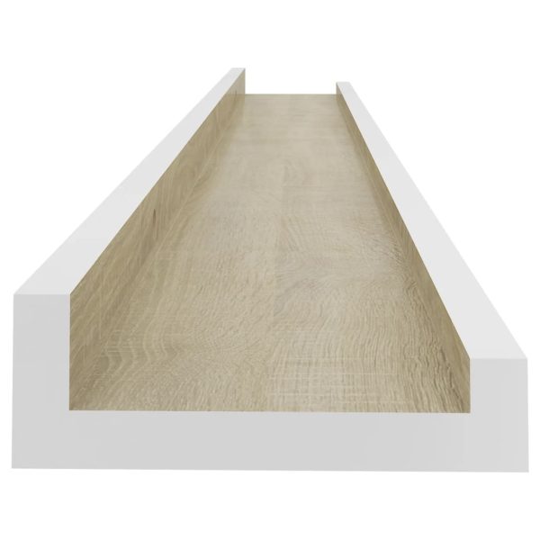 Prateleiras de parede 2 pcs 80x9x3 cm branco e carvalho sonoma - Image 6