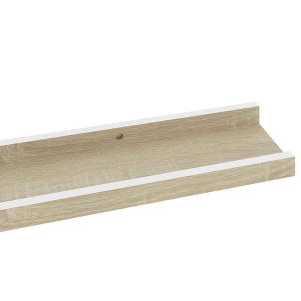 Prateleiras de parede 2 pcs 80x9x3 cm branco e carvalho sonoma - Image 7